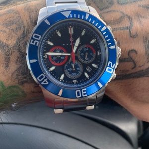 Nautis blue face stainless band timepiece
